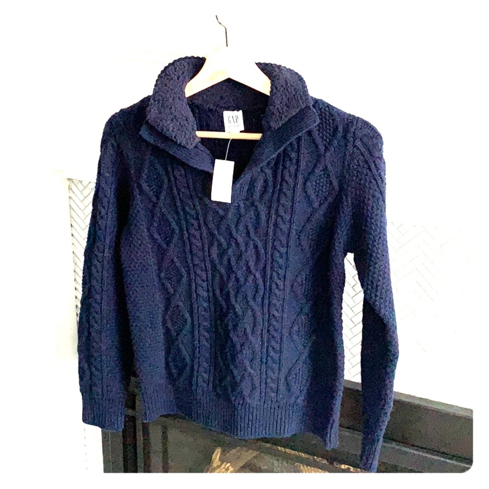 NWT Boys 1/4 button cable sweater. GAP